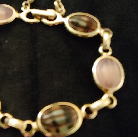 VTG Sarah Coventry Pink/Brown stone bracelet - Picture 2 of 5